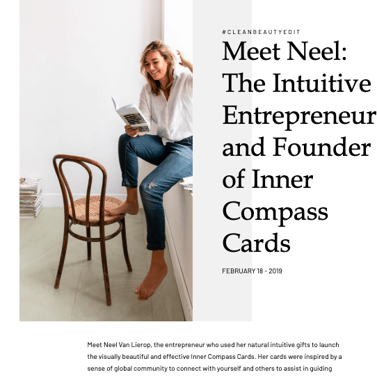 Magazine feature about the founder of Inner Compass cards Neel van Lierop