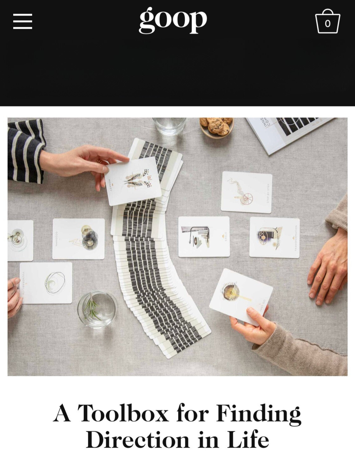 Article of Inner Compass cards on Goop.com