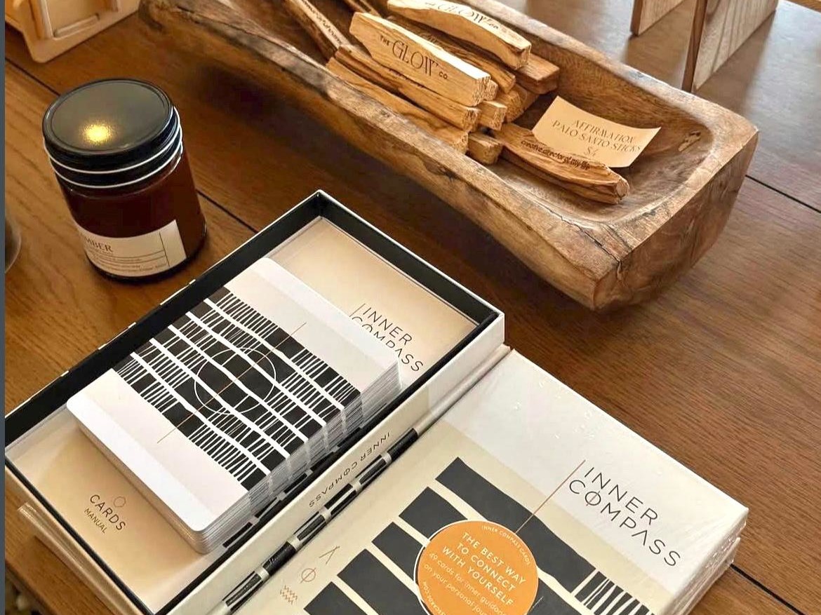 Inner Compass cards showcased in a store