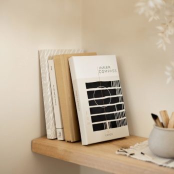 Inner Compass Cards on a shelve with other books