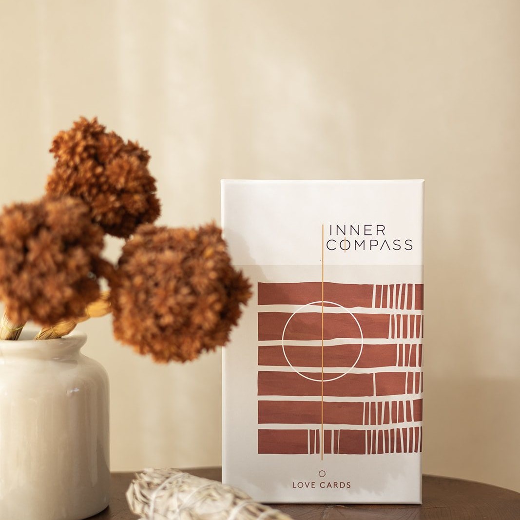 Inner Compass - Love cards keepsake box next to flowers